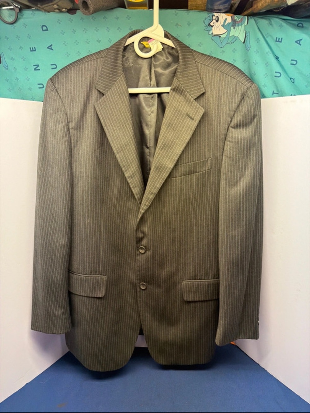 Luca Rossi Suit Jacket Men's Size 42R, 3 Button Black Pinstripe